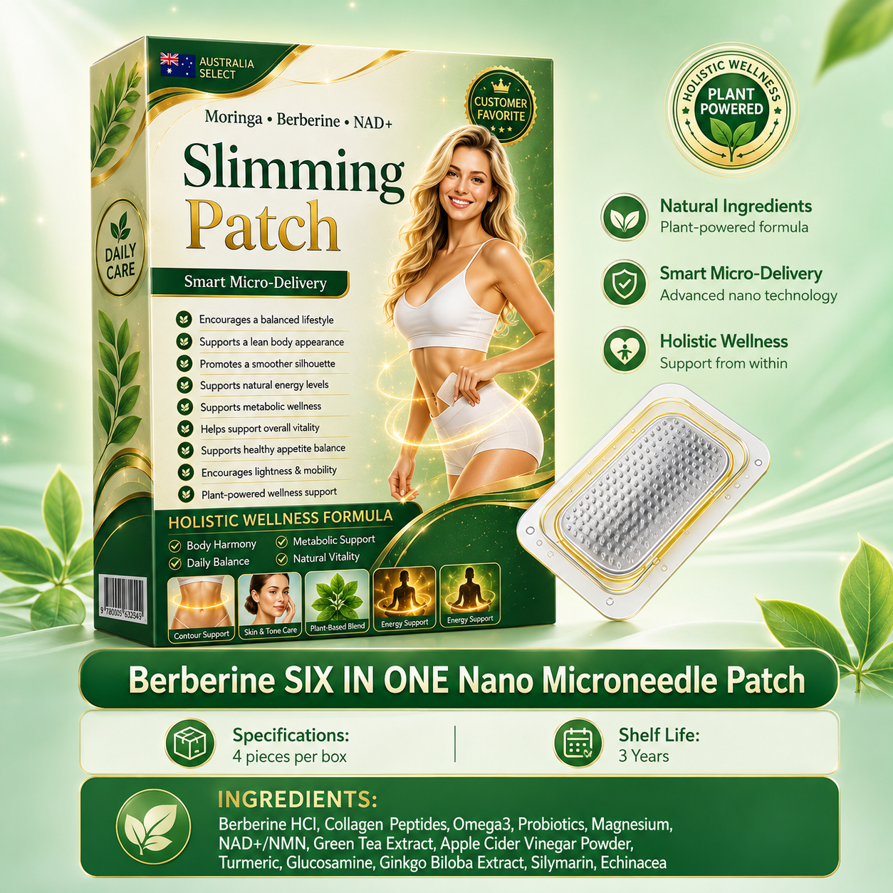 Berberine Slimming Microneedle Patch | 10-in-1 Weight Management Support