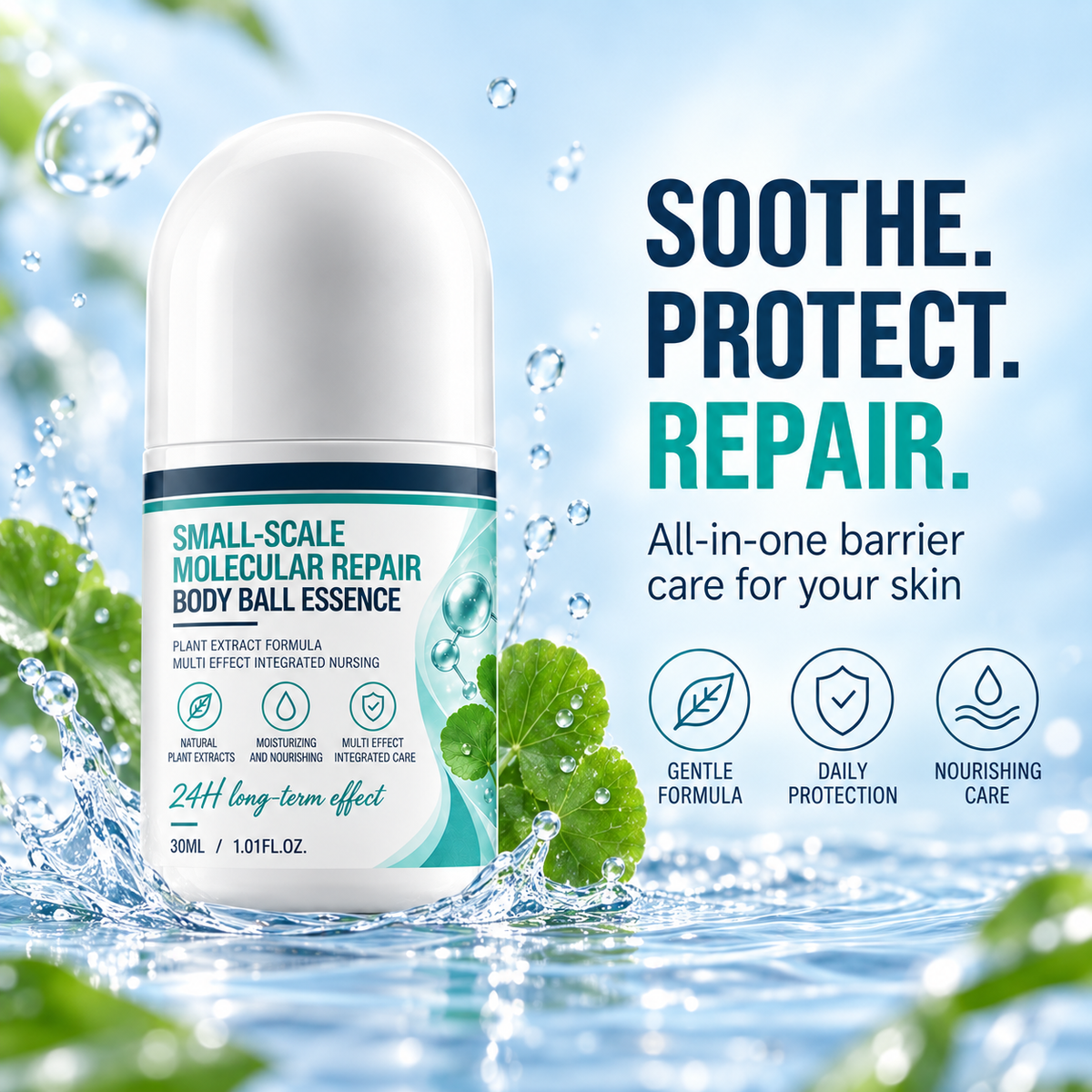 Multi-Effect Small-Scale Molecular Repair Essence Roll-On Serum