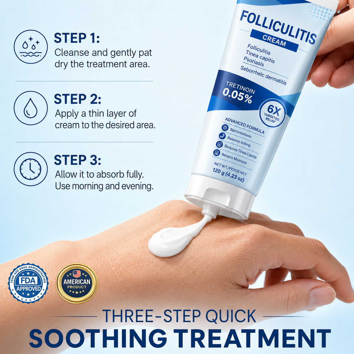 Three-step application guide for the cream