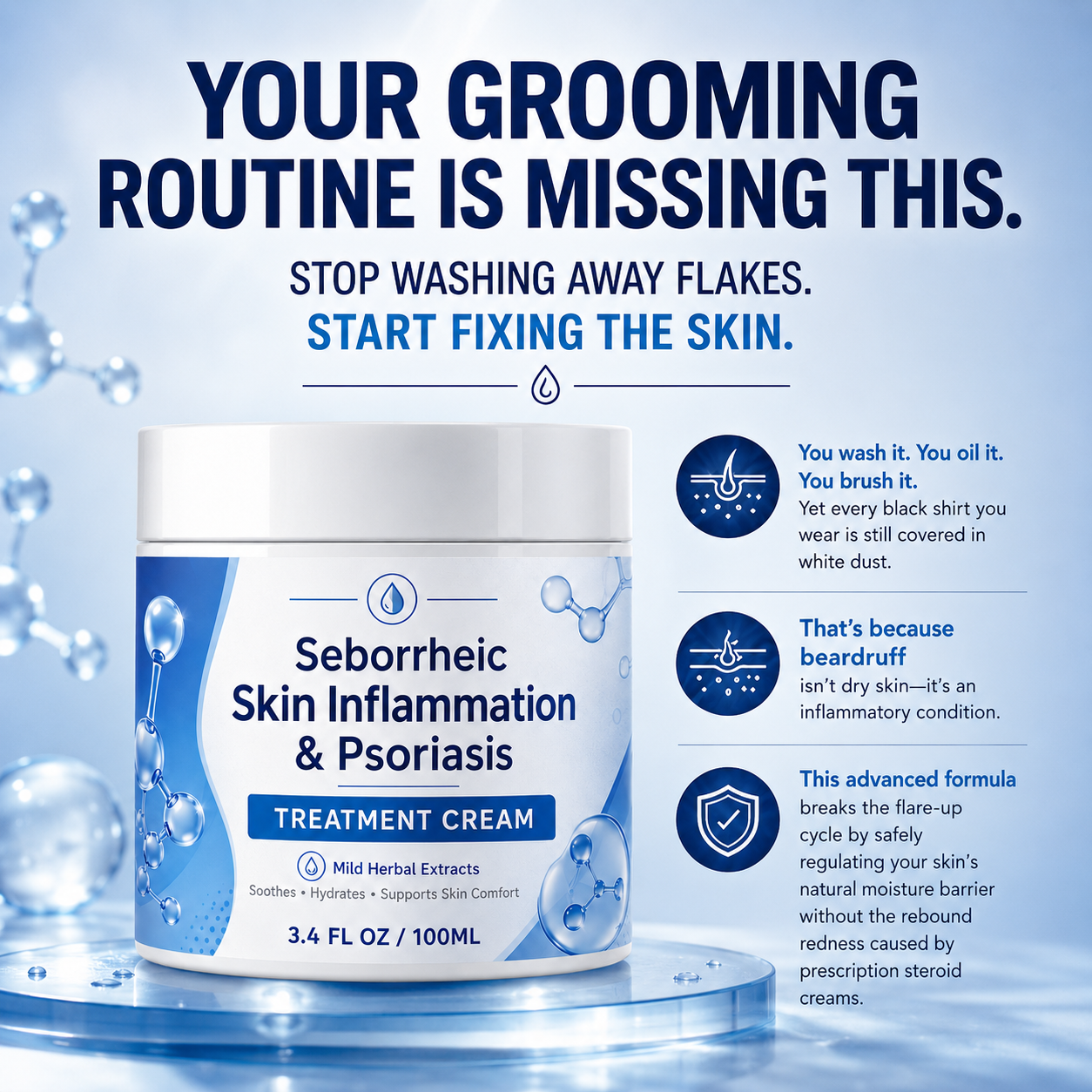Scalp & Beard Psoriasis and Seborrheic Dermatitis Treatment Cream
