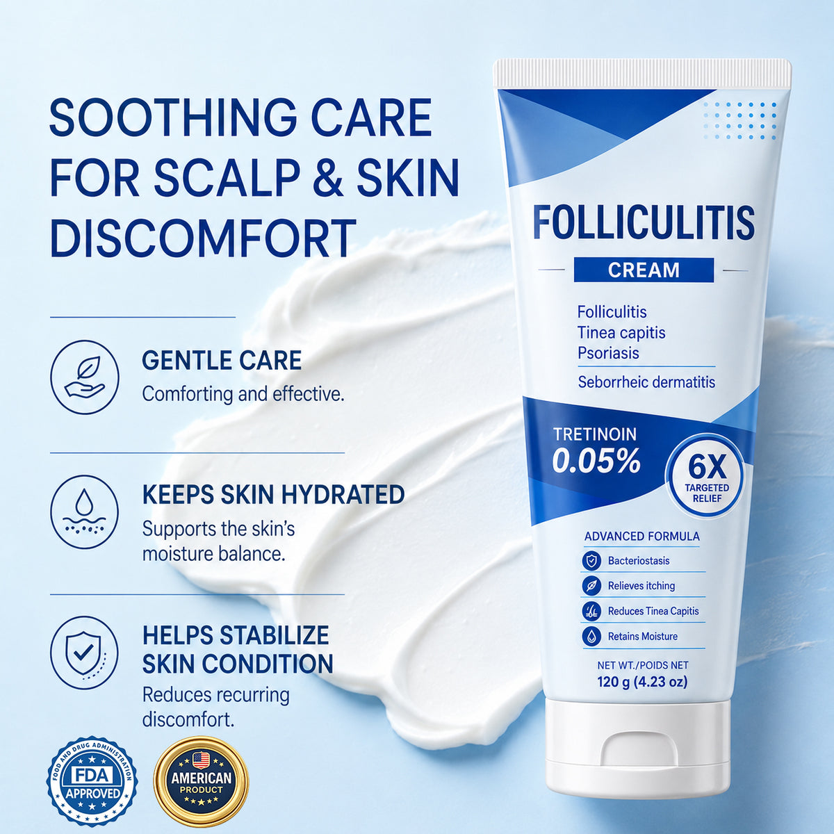 Cream texture and comfort-focused product benefits