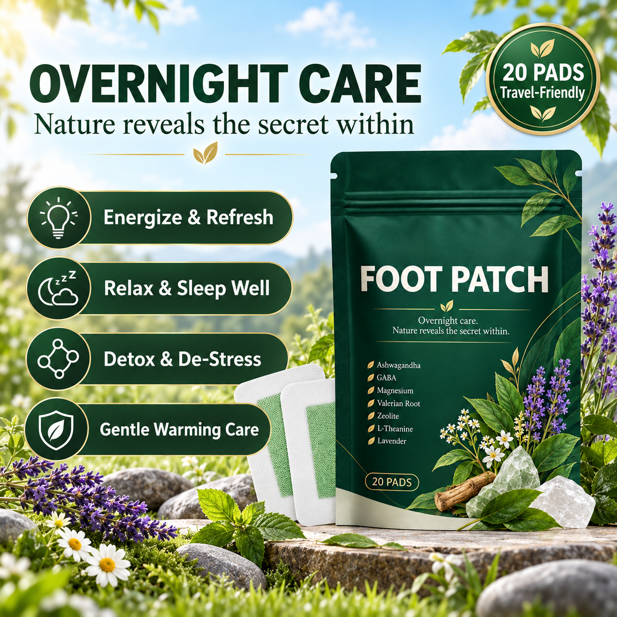 Natural Foot Patch-Promote Relaxation, De-Stress & Sleep Support