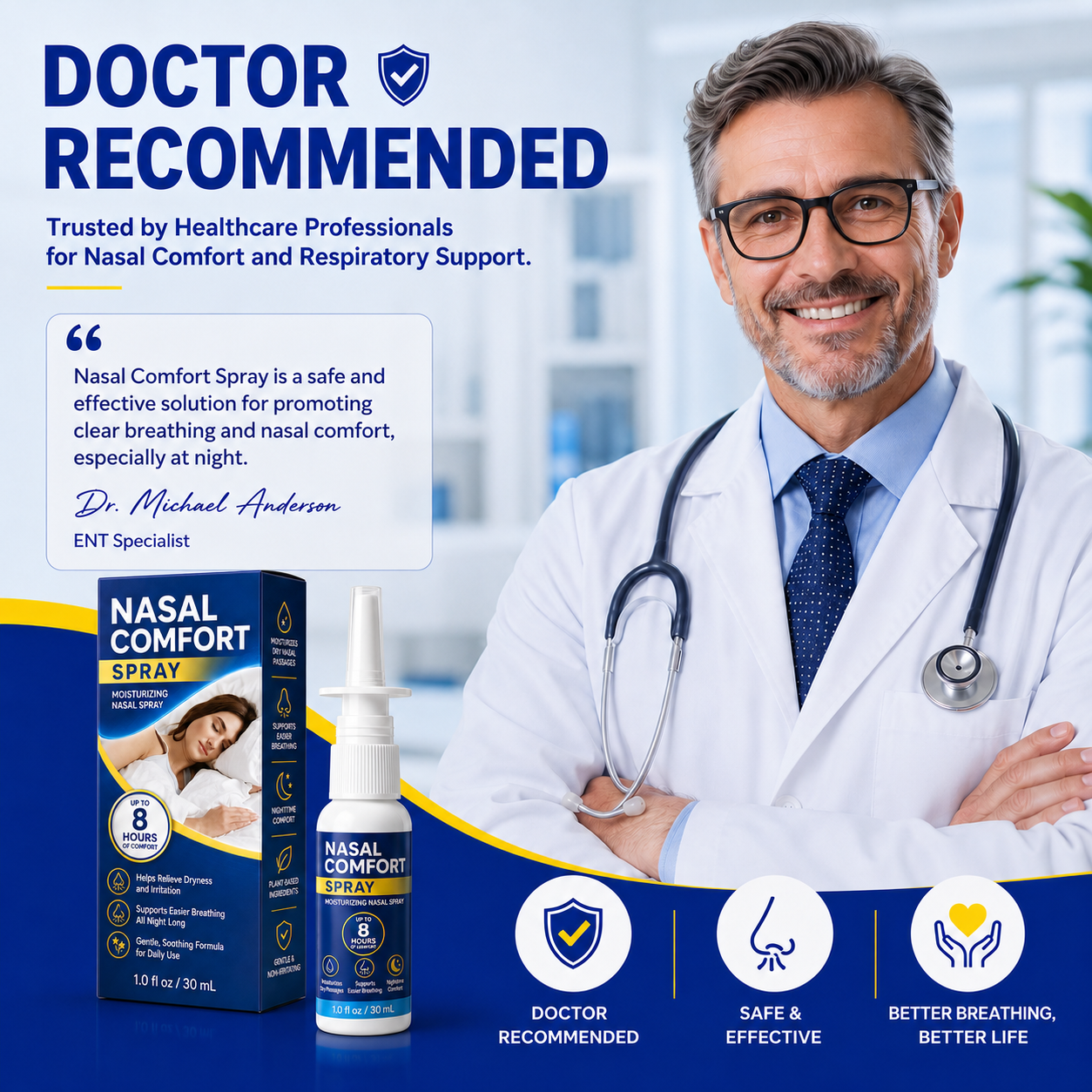 Healthcare professional discussing nasal comfort