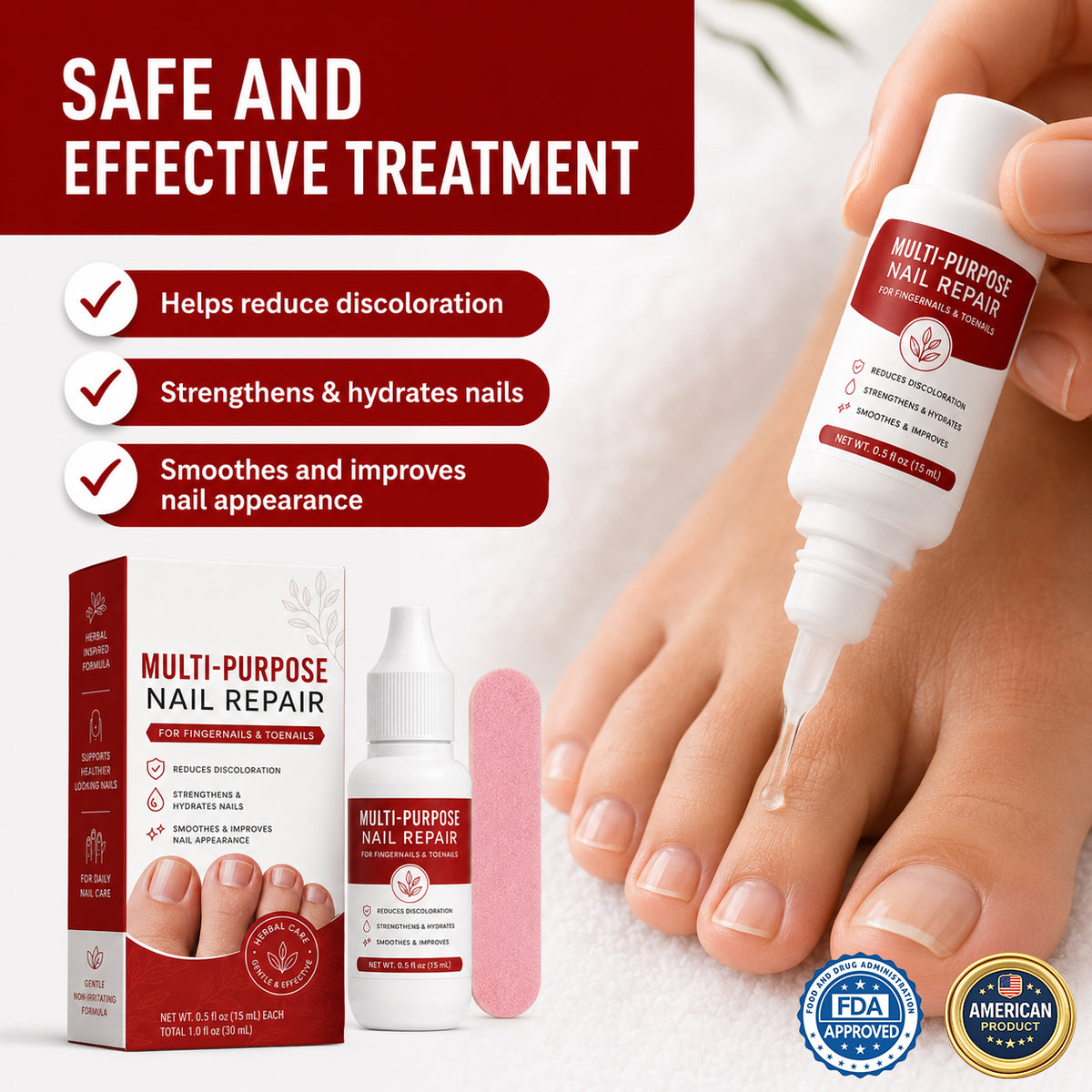 Applying Multi-Purpose Nail Repair to a toenail