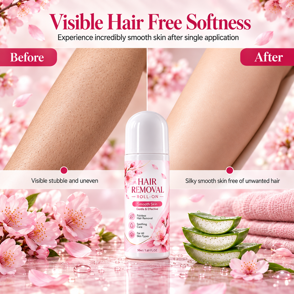 Four panels illustrating potential skin discomfort from shaving and waxing