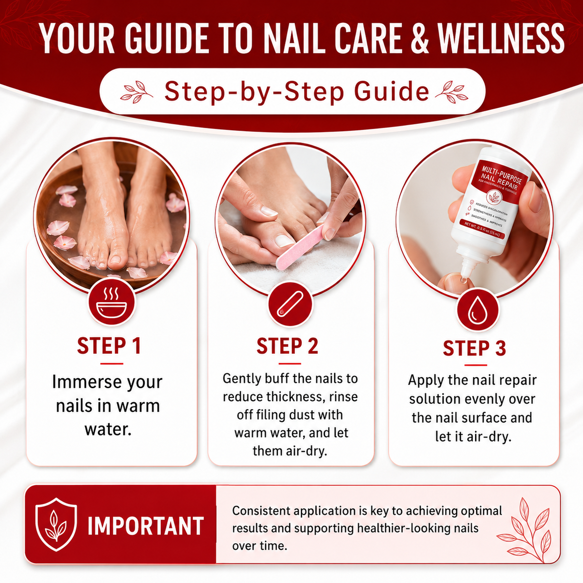 Three-step nail care guide