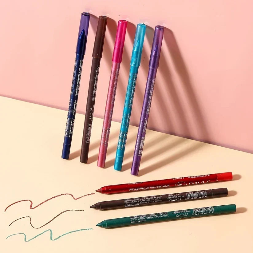 🌈14-Pack Eyeliner Pencil Waterproof Colored Paste Liners with Metallic & Shimmer Finishes Smudge-Proof