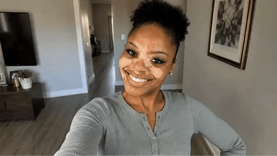 Animated lifestyle portrait of a smiling woman showing comfort and confidence